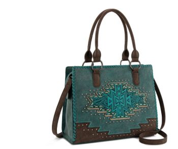 MW1354G-8355TQ Montana West Tooled Aztec Concealed Carry Tote/Crossbody