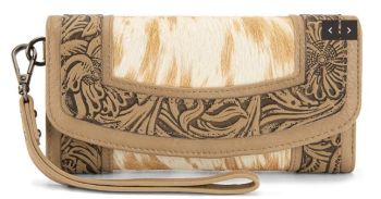MW1360-W018 TN Montana West Hair-On Hide Tooled Wallet 