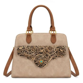 MW1362G-8250TN Montana West Western Tooled Floral Concealed Carry Satchel Bag/Crossbody