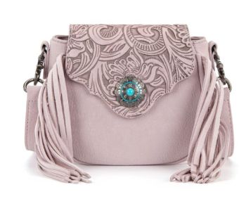 MW1366-8360PK Montana West Embossed Fringe Mini Crossbody