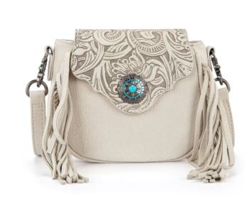 MW1366-8360TN Montana West Embossed Fringe Mini Crossbody
