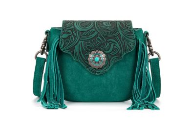 MW1366-8360TQ Montana West Embossed Fringe Mini Crossbody