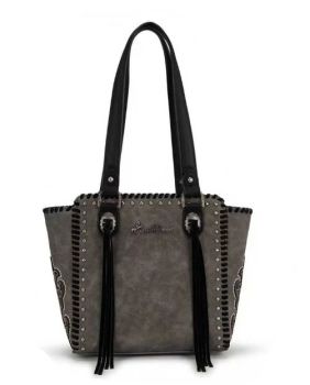 MW1373-8317BK Montana West Western Tassel Studded Tote Bag