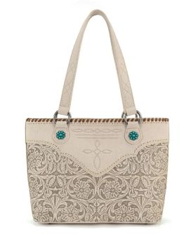 MW1375G-8317TN Montana West Tooled Floral Concealed Carry Tote Bag