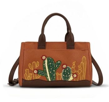 MW1376-8325BR Montana West Cactus Embellished Crossbody Bag