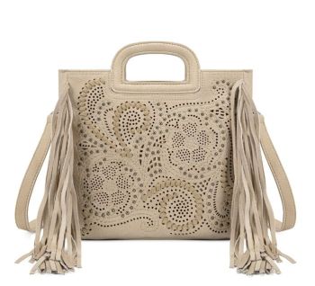 MW1383-8322BG Montana West Western Cutout Rivet Fringe Satchel Bag 