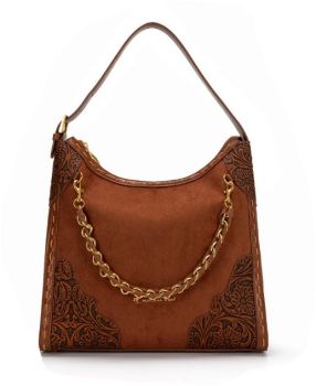 MW-HB-1384-918-BR Montana West Tooled Hobo Bag