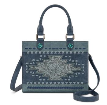 MW1356-8322JN Montana West Western Tooled Aztec Tote/ Crossbody