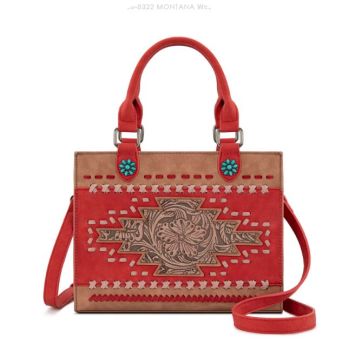 MW1356-8322PK Montana West Western Tooled Aztec Tote/ Crossbody