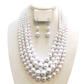 NPY043 WT1 PEARL CHUNKY NECKLACE SET