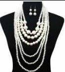 NPY074CR CHUNKY PEARL NECKLACE SET