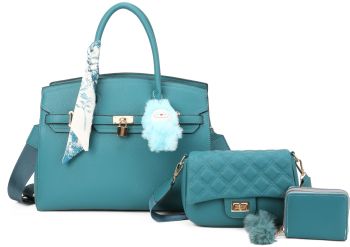 PU24126-T3 O BL DESIGNER 2 HANDBAG WITH WALLET SET