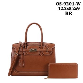 OS-9201BR DESIGNER FASHION HANDBAG WITH WAALET