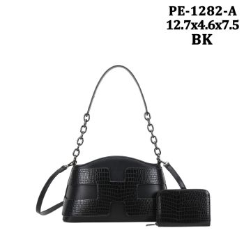 PE-1282A BK DESIGNER CROSS BODY BAG WITH WALLET