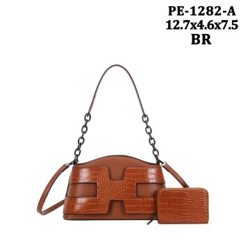 PE-1282A BR DESIGNER CROSS BODY BAG WITH WALLET