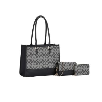 DC4361 GY DESIGNER MONOGLAM 2BAG WITH WALLET 