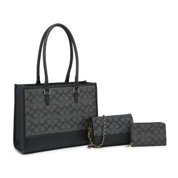 DC4361 BK DESIGNER MONOGLAM 2BAG WITH WALLET 