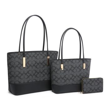 DC4672 BK DESIGNER MONOGLAN 2BAG WALLET