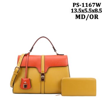 PS-1167W MD/OR  DESIGNER BAG WIT WALLET