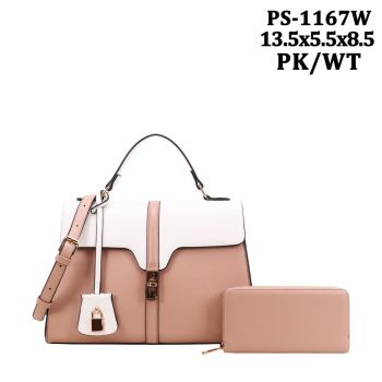 PS-1167W PK/WT  DESIGNER BAG WIT WALLET