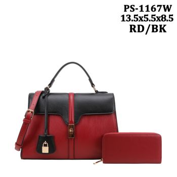 PS-1167W RD/BK  DESIGNER BAG WIT WALLET