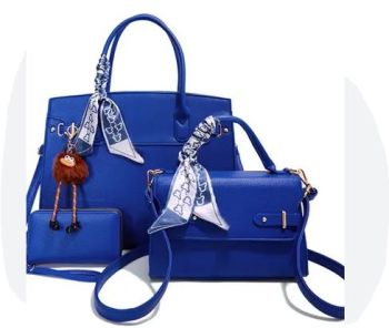 PU25523-T3 BL 2 HANDBAG WITH 1WALLET SET