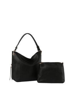 QF-0088-M BK DESIGNER 2PC HOBO BAG SET