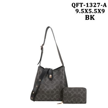 QFT-1327A BK DESIGNER SHOPPING BAG WITH WALLET