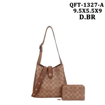 QFT-1327A D BR DESIGNER SHOPPING BAG WITH WALLET