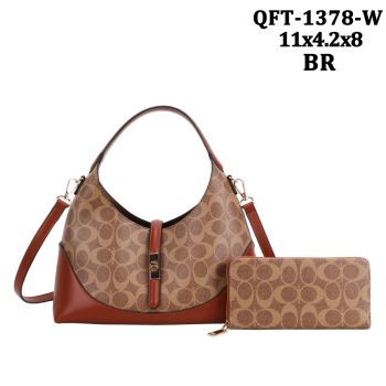 QFT-1378WBR HOBO DESIGNER BAG WITH WALLET
