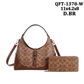 QFT-1378WDBR HOBO DESIGNER BAG WITH WALLET