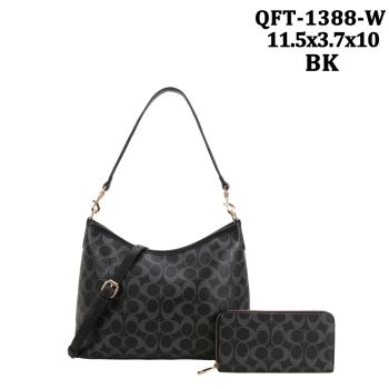 QFT-1388WBK HOBO DESIGNER BAG WITH WALLET