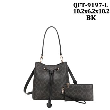 QFT-9197LBK DESIGNER DRAWER STRING BAG WITH WALLLET