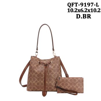 QFT-9197LBR DESIGNER DRAWER STRING BAG WITH WALLLET