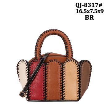 QJ-8317BR DESIGNER COLOR BLOCK BAG