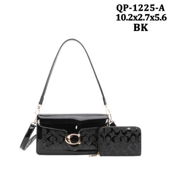 QP-1225A BK PATTERN CROSS BODY BAG WITH WALLET