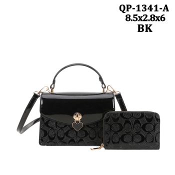 QP-1341ABK PATTERN CROSSBODY BAG WITH WALLET