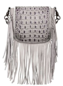 RLC-L160A TN Montana West Genuine Leather Hornback Embossed Croc Fringe Crossbody