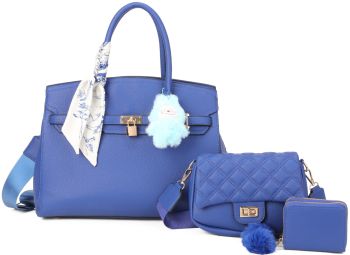 PU24126-T3 R BL DESIGNER 2 HANDBAG WITH WALLET SET