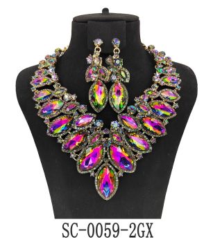 SC-0059 2GX GREEN AB NECKLACE SET