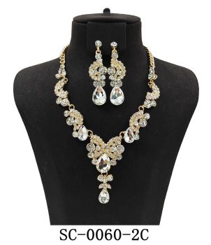 SC-0060 2C GD/CR CASTING BLING NECKLACE SET