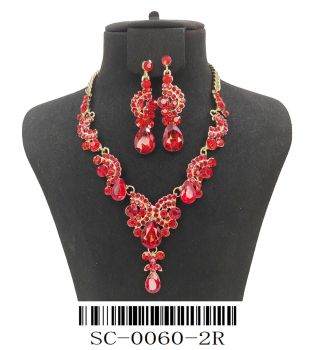 SC-0060 RD  CASTING BLING NECKLACE SET