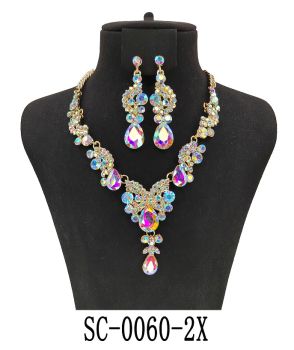 SC-0060 2X GD/AB CASTING BLING NECKLACE SET