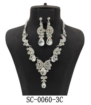 SC-0060 3C SL/CR CASTING BLING NECKLACE SET