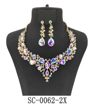 SC-0062-2X GOLD AB NECKLACE SET