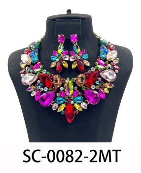 SC-0082 2MT CRYSTAL NECKLACE SET