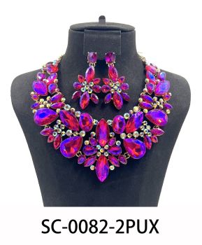SC-0082 2PUX CRYSTAL NECKLACE SET