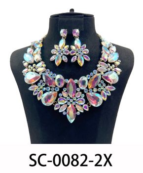SC-0082 2X CRYSTAL NECKLACE SET