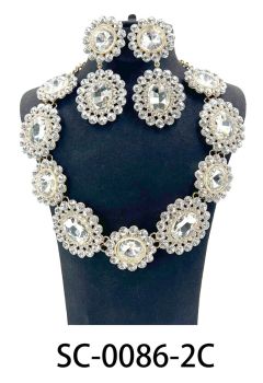 SC-0086 2C CRYSTAL NECKLACE POST EARRING