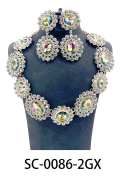 SC-0086 2GX CRYSTAL NECKLACE POST EARRING